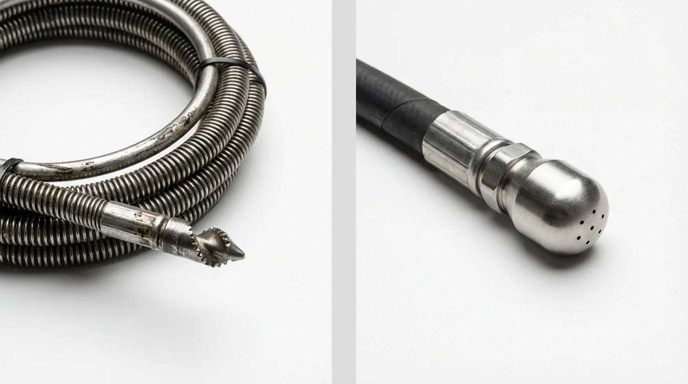 Drain snake cable and hydro jetting nozzle used for drain cleaning in Blythewood, SC