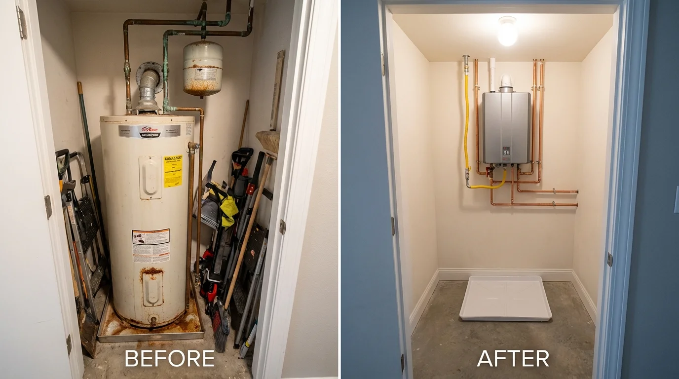 Tank water heater versus wall-mounted tankless unit comparison for Blythewood, SC homeowners
